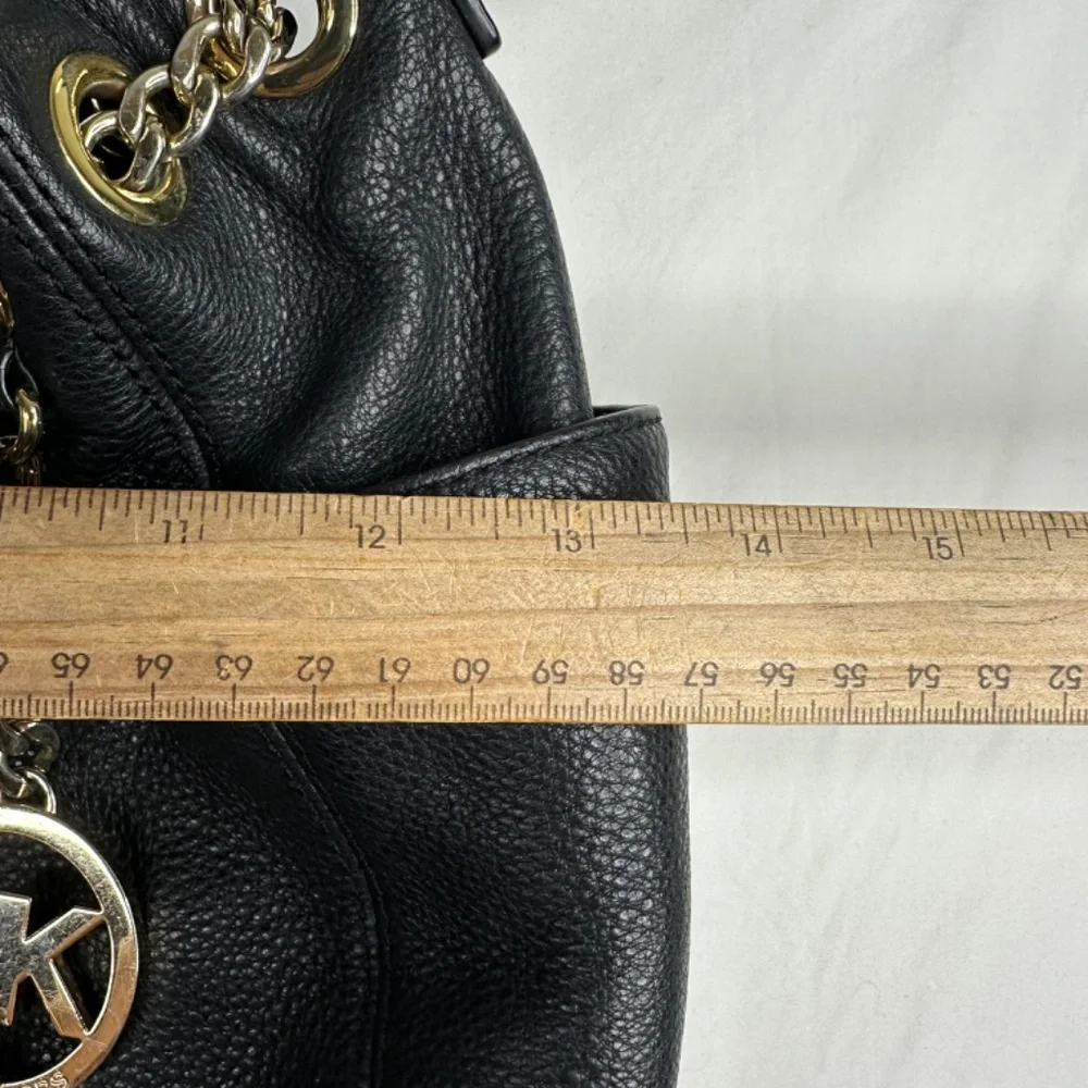 Michael Kors Black‎ Pebbled Leather Gold Chain Shoulder Bag - Picture 7 of 8